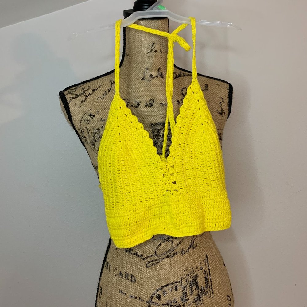 Yellow Knit Crop Top